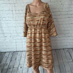 Judith March Yellow Multicolor zig zag dress size L